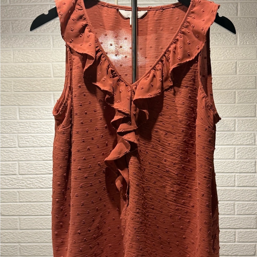 LC Lauren Conrad Orange Ruffled Blouse